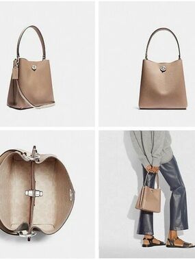 COACH 89101 Charlie bucket bag 21 in blocked signature canvas Sand Taupe New